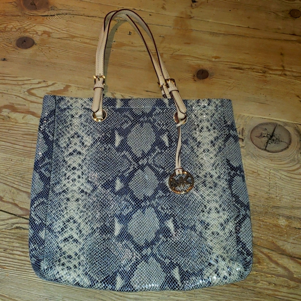 Like New! Michael Kors snake print shopping tote.